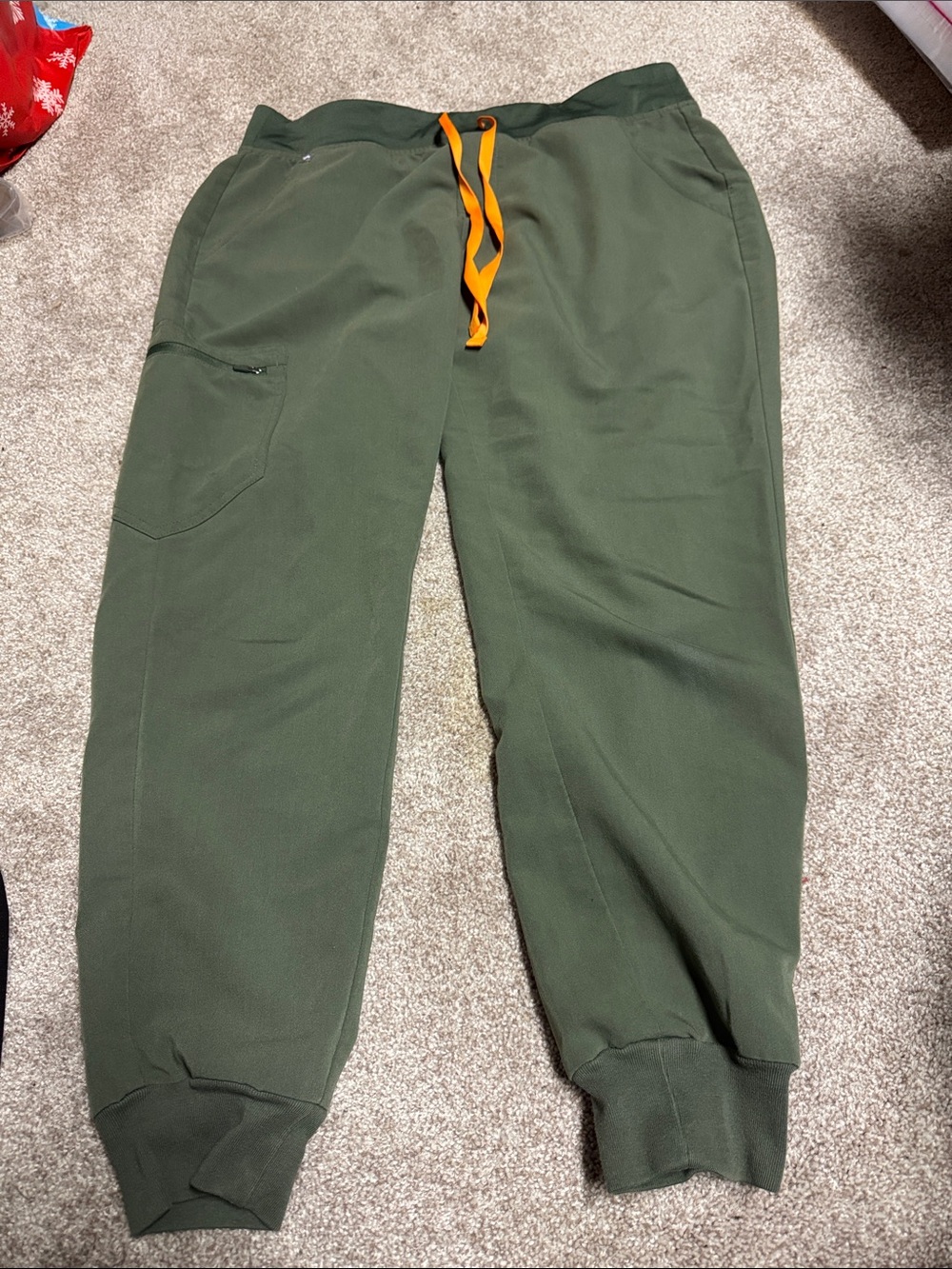 Figs Olive Joggers with Orange Drawcord